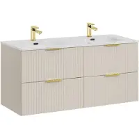 Meublorama Meuble sous vasque NOXERA 120 cm – Marron congo – Double vasque encastrée
