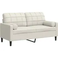 vidaXL Canapé 2 places avec oreillers décoratifs crème 140 cm velours