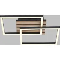 JUST LIGHT Plafonnier LED 14053-79, 15 W, 3000 K, 2200 lm, blanc chaud, IP20, bois/noir