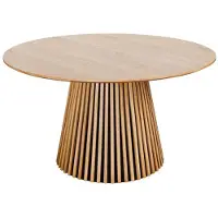 Meublorama Table KANOVA 140 cm – Plateau rond en chêne clair et pied central design – Style contemporain