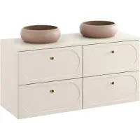 Meublorama Ensemble de salle de bain TORNADO : meubles sous vasque 120cm + plan pour vasque beige + vasque à poser marron ronde