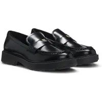 HUGO Mocassins en cuir avec finition Penny et logo empilé