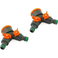 OEM Robinet double avec vannes de fermeture pour arroseurs de jardin - Raccordement 3/4" et 1" BSP. Buse extérieure - 2 pièces