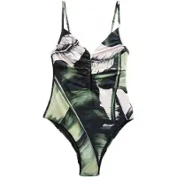 Next Maillot de bain crème / vert foncé / noir