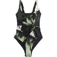 Next Maillot de bain modelant vert / noir / blanc