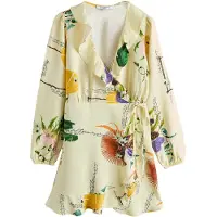 Next Robe crème / jaune pastel / vert / violet