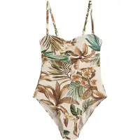 Next Maillot de bain modelant crème / brun foncé / vert / vert pastel