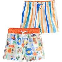 Next Shorts de bain bleu / vert pastel / orange clair / blanc naturel