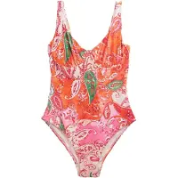 Next Maillot de bain 'Tummy' vert gazon / orange fluo / rose clair / blanc