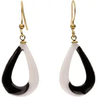 Usha WHITE LABEL Boucles d'oreilles or / noir / blanc
