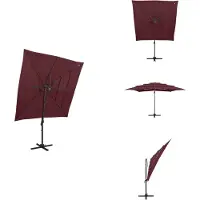 vidaXL Parasol avec mât en aluminium 4 couches rouge bordeaux 250x250 cm - Parasols & Protection solaire