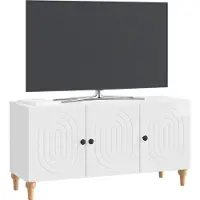 vidaXL Meuble TV , blanc brillant, 99 x 34,5 x 50 cm, aggloméré