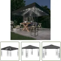 The Living Store Tente de jardin avec guirlande lumineuse LED 3x3 m Anthracite