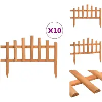 vidaXL Bordures de gazon 10 pcs. Bois de sapin 4,4 m - Bordure de parterre