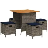 vidaXL Ensemble de jardin 5 pièces avec coussins Gris Poly rotin