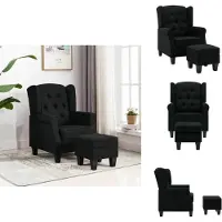 vidaXL Fauteuil avec repose-pieds Noir Tissu - Fauteuil