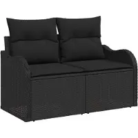 vidaXL Canapé de jardin avec coussins Noir 121 x 62 x 69cm Poly-Rotin