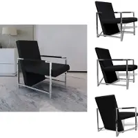 vidaXL Fauteuil avec pieds chromés Noir Similicuir - Fauteuil