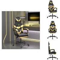 vidaXL Chaise de jeu avec repose-pieds Pivotant Noir & Or Similicuir - Fauteuil de jeu