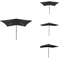 vidaXL Parasol avec LEDs et mât en acier Noir 2x3 m - Parasols & Protection solaire