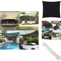 vidaXL Voile d'ombrage Oxford Tissu Carré 7x7 m Noir - Parasols & Protection solaire