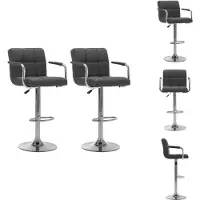 vidaXL Tabouret de bar 2 pcs. Gris foncé Tissu - Tabouret de bar