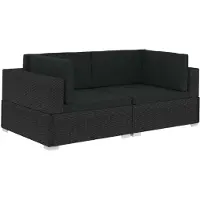 vidaXL Canapé d'angle 2 pcs. avec coussins Poly Rotin Noir - Canapé d'angle - Canapé 2 places - Canapé 2 places
