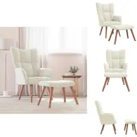 vidaXL Fauteuil relax avec pouf crème blanc velours - Fauteuil