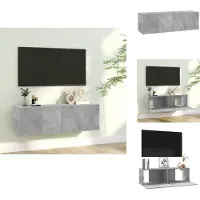 vidaXL Armoire TV gris béton 100x30x30 cm Bois composite - Meuble TV