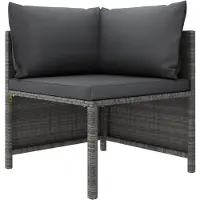 vidaXL Ensemble de salon de jardin 3 pièces avec coussins Poly rotin gris - éléments de canapé de jardin
