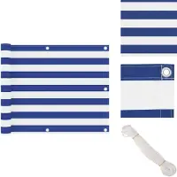 vidaXL Paravent de balcon Blanc et bleu 75x500 cm Tissu Oxford - Parasols et ombrelles