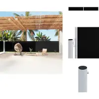 vidaXL Marquise latérale extensible Noir 160x1200 cm - Parasols & Protection solaire