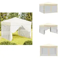vidaXL Tente de réception pliante avec parois latérales Crème 3x3 m - Pavillons & Tentes de réception