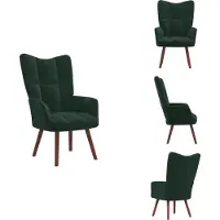 vidaXL Fauteuil Relax Vert Foncé Velours - Fauteuil
