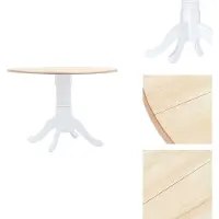 vidaXL Table de salle à manger Blanc et Marron 106 cm Caoutchouc Massif - Tables de salle à manger