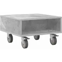 vidaXL Table d'appoint avec roues Gris béton 50 x 50 x 30 cm