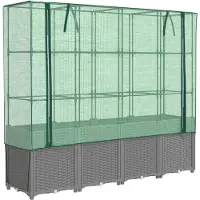 vidaXL Lit surélevé avec serre aspect rotin 160x40x153 cm