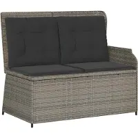 vidaXL Banc de jardin Réglable avec coussins Gris Poly Rattan