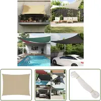 The Living Store Voile d'ombrage en tissu Oxford rectangulaire 2 x 3 m beige