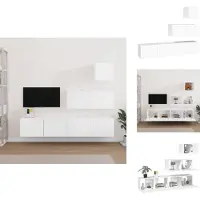 vidaXL Ensemble de meubles TV 4 pièces Blanc Matériau dérivé du bois - Meubles TV