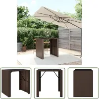 The Living Store Table de bar avec plateau en verre brun 105x80x110 cm Poly rotin