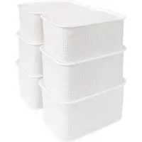 Relaxdays - Aufbewahrungsbox mit Deckel 6er Set, Weiss, 18,5 x 26,5 x 13 cm (26.50 cm, 5 l, 6x)