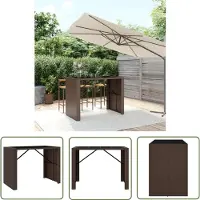 The Living Store Table de bar avec plateau en verre Marron 145x80x110 cm Poly rotin