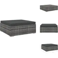 vidaXL Tabouret de pied modulaire 1 pc + coussins Poly Rotin Gris - Eléments de canapés de jardin