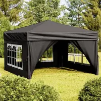 The Living Store Tente de réception pliable avec parois latérales Noir 3x3 m