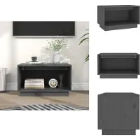 vidaXL Meuble TV Gris 60x35x35 cm Pin massif - Meubles TV