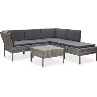vidaXL ensemble de 6 canapés de jardin avec coussins Poly Rattan Gris
