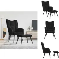 vidaXL Fauteuil relax avec pouf noir velours - fauteuil
