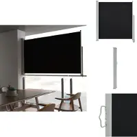 vidaXL Marquise latérale extensible 140x300 cm Noir - Parasols & Protection solaire