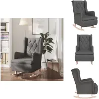 vidaXL Fauteuil à bascule avec pieds en bois de caoutchouc gris foncé Tissu - Fauteuil